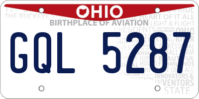 OH license plate GQL5287