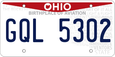 OH license plate GQL5302