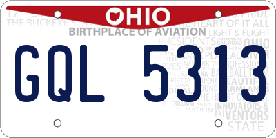OH license plate GQL5313