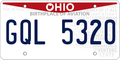 OH license plate GQL5320