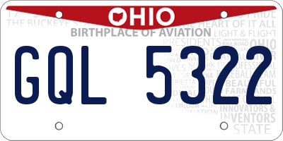 OH license plate GQL5322