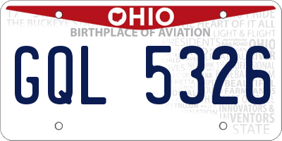 OH license plate GQL5326