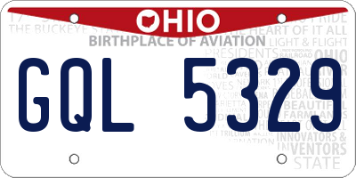 OH license plate GQL5329
