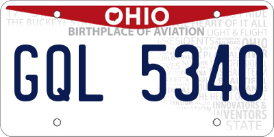 OH license plate GQL5340