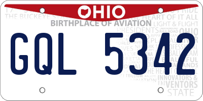 OH license plate GQL5342