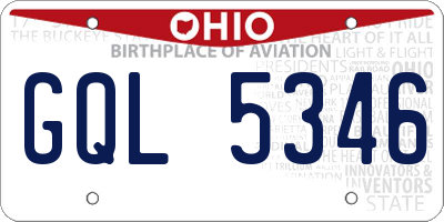 OH license plate GQL5346