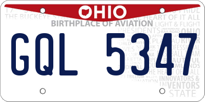 OH license plate GQL5347