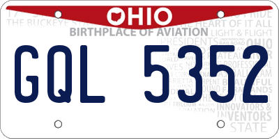 OH license plate GQL5352