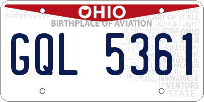 OH license plate GQL5361