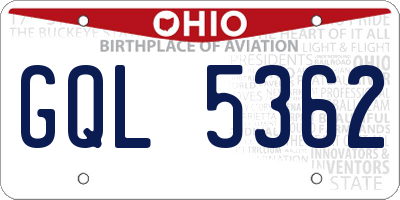 OH license plate GQL5362