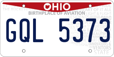 OH license plate GQL5373