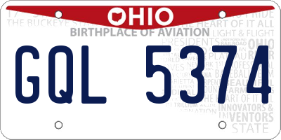 OH license plate GQL5374
