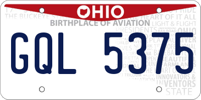 OH license plate GQL5375