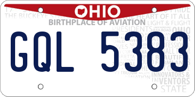OH license plate GQL5383