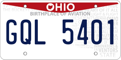 OH license plate GQL5401