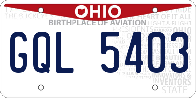OH license plate GQL5403