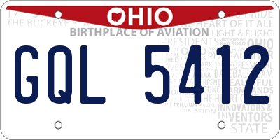 OH license plate GQL5412