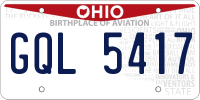 OH license plate GQL5417