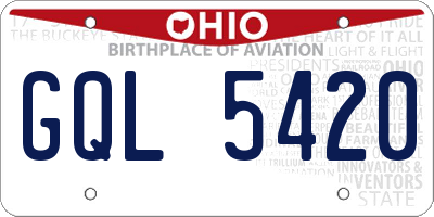 OH license plate GQL5420