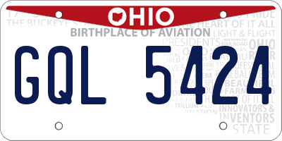 OH license plate GQL5424