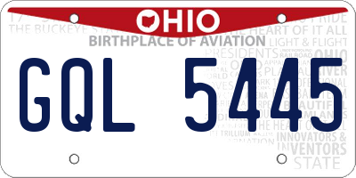 OH license plate GQL5445