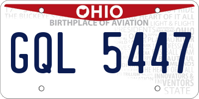 OH license plate GQL5447