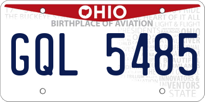 OH license plate GQL5485