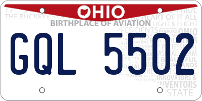 OH license plate GQL5502