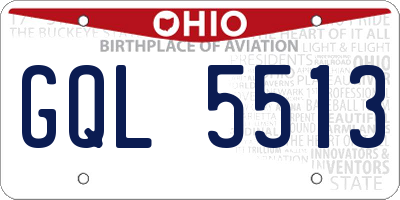 OH license plate GQL5513