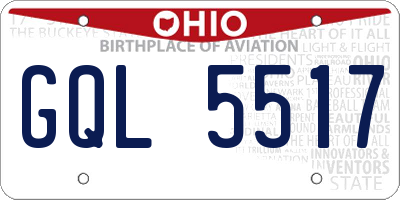 OH license plate GQL5517