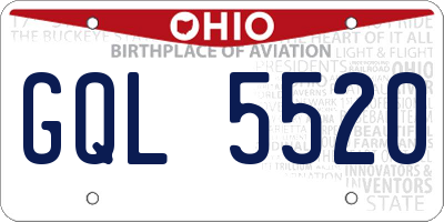OH license plate GQL5520