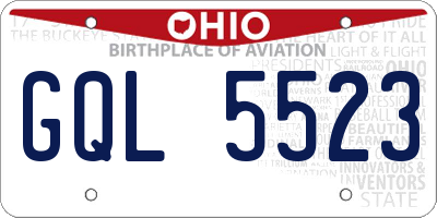 OH license plate GQL5523