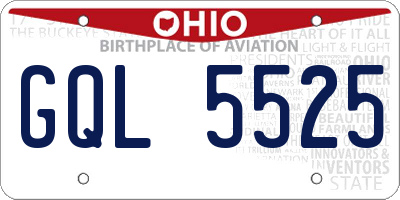 OH license plate GQL5525
