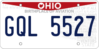 OH license plate GQL5527