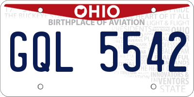OH license plate GQL5542