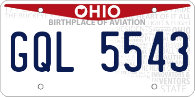 OH license plate GQL5543
