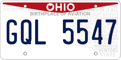 OH license plate GQL5547