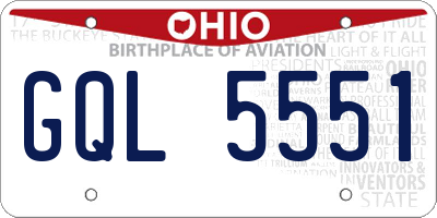 OH license plate GQL5551