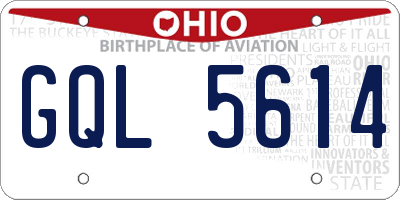OH license plate GQL5614