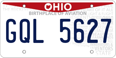 OH license plate GQL5627