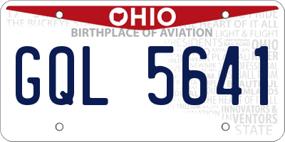 OH license plate GQL5641