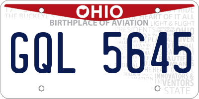 OH license plate GQL5645