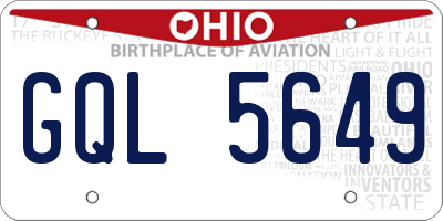 OH license plate GQL5649