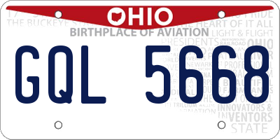 OH license plate GQL5668