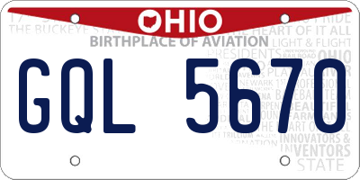 OH license plate GQL5670