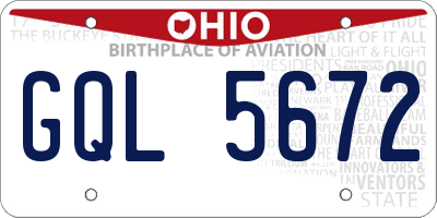 OH license plate GQL5672