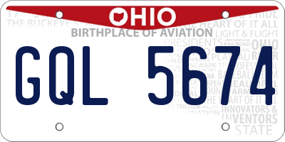 OH license plate GQL5674