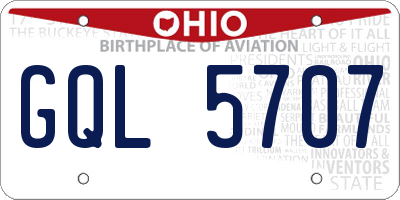 OH license plate GQL5707