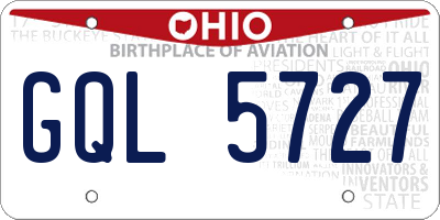 OH license plate GQL5727