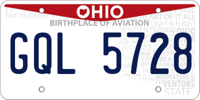 OH license plate GQL5728